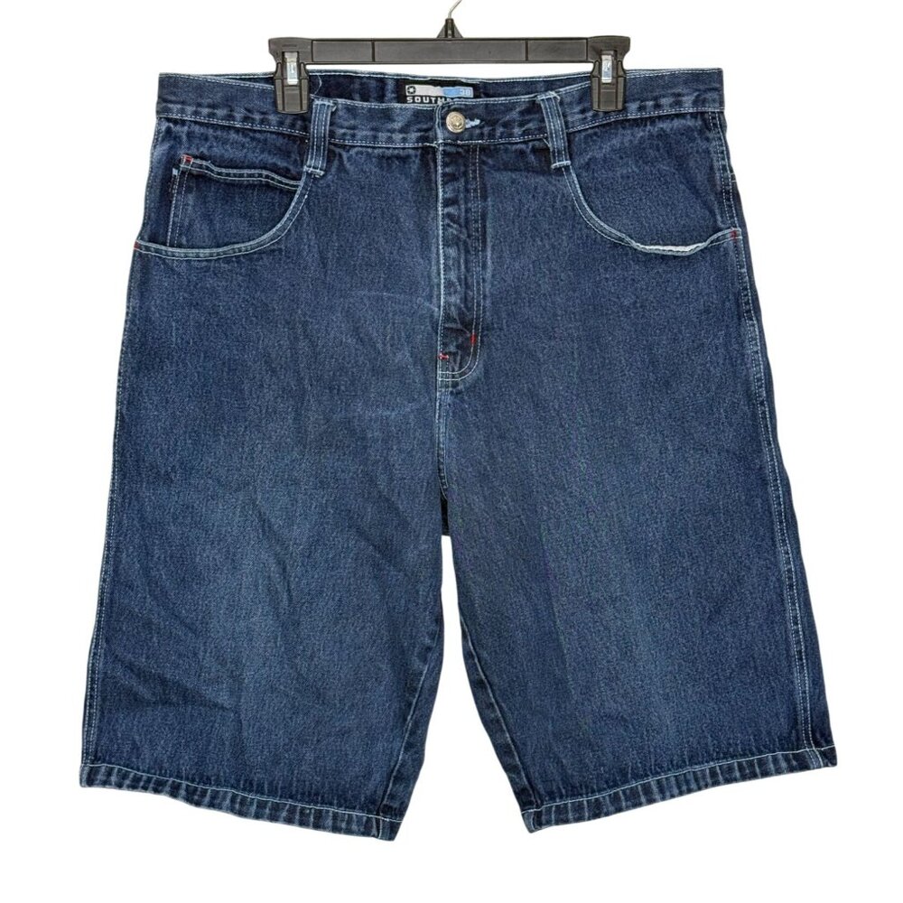 Southpole Men's Denim Blue Jean‎ Shorts Baggy Y2K Skater Grunge Street Size 38